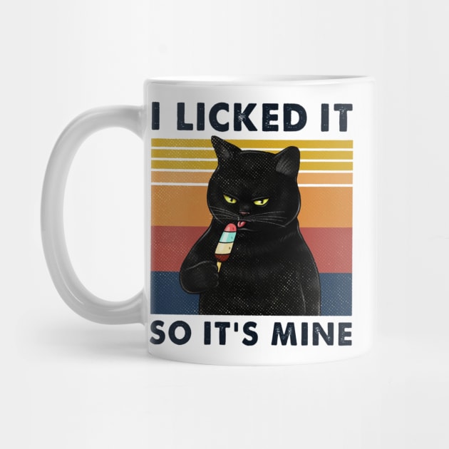 I Licked It So It's Mine Cool Black Cat Eating Ice Cream by santiagoaldomarcias